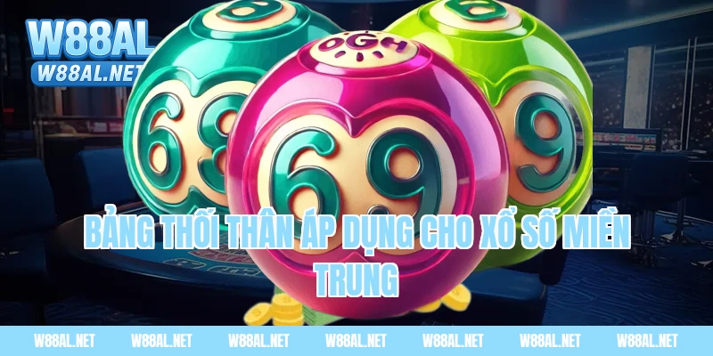 Bảng thối thân áp dụng cho xổ số miền trung